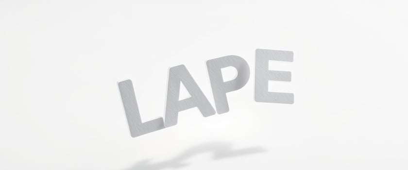 White Letters - LAPE Spelling on White Background photo
