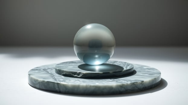 Glass sphere on a marble base photo
