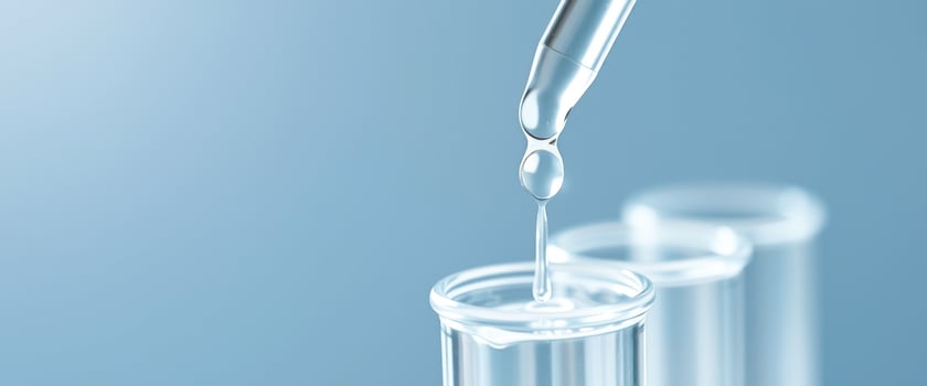 Droplet of liquid falling into a test tube photo