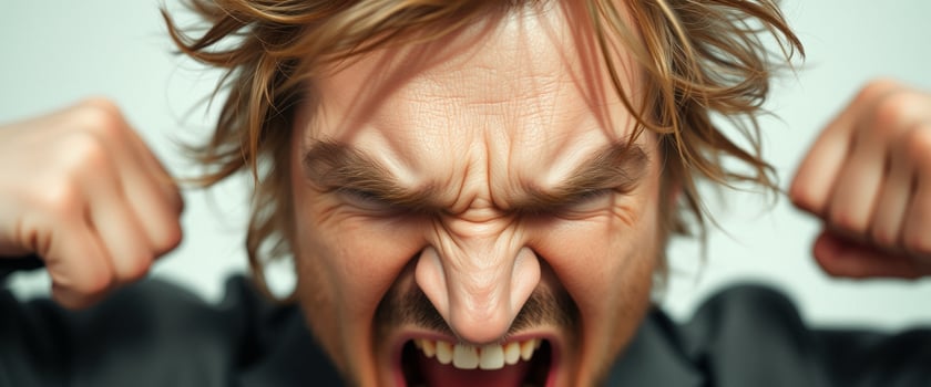 Angry Man Screaming Close-Up photo
