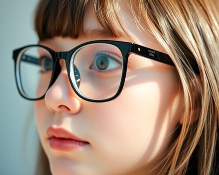 Young girl wearing black glasses photo