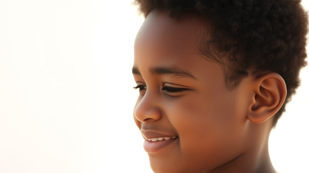 Close-up portrait of a smiling young boy photo