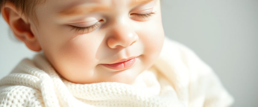 Closeup of a baby's face with closed eyes photo
