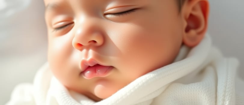Close-up of a sleeping baby's face photo