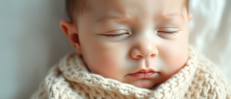 Closeup of a sleeping baby's face photo