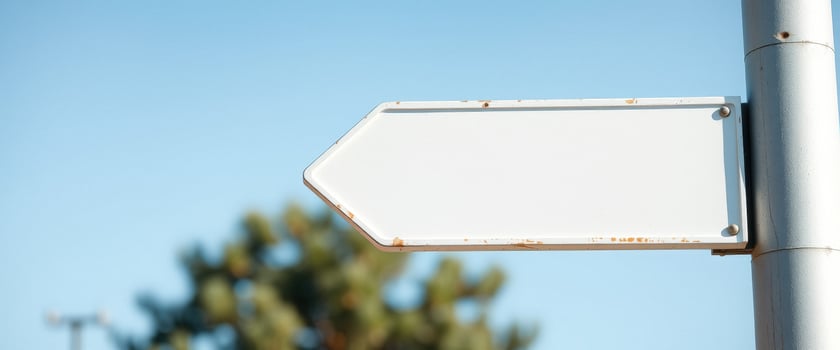 Blank White Sign with Blue Sky Background photo