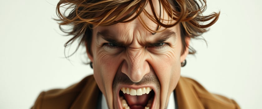 Close-up of a man yelling with anger photo