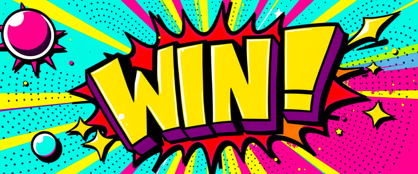 Colorful Comic Book Win Illustration photo