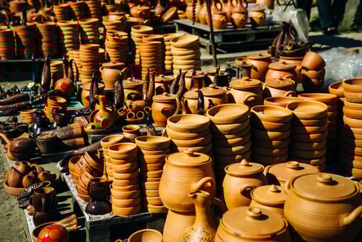 Mediterranean Rustic Large Clay Wine Pitchers. photo