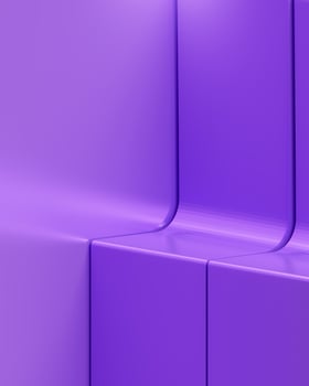 3D Purple solid background with purple wall, Empty purple pedestal displaying minimalist product placement. photo