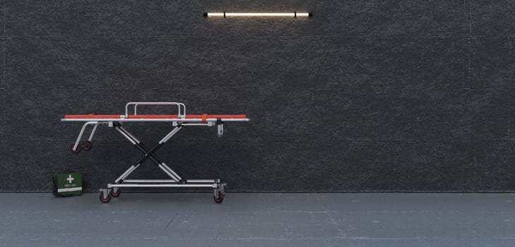 Hospital bed, hospital bed and medical bag 3D rendering photo