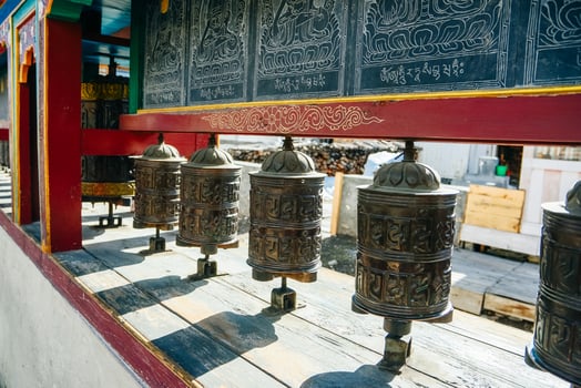 Buddhist prayer wheels. Nepal - apr, 2022. photo