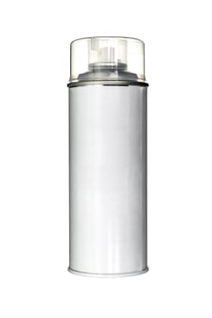 white aerosol can with paint isolated on white photo