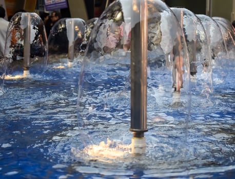 Fountain in the complex of Bharat Mandapam formally known as Pragati Maidan in Delhi India, working fountain in the Bharat Mandapam complex, water in the fountain, fountain in the Bharat Mandapam Park photo