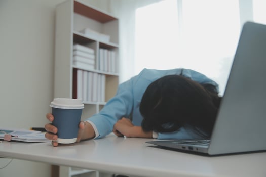 Tired teen girl rubbing dry irritable eyes feel eye strain tension migraine after computer work, exhausted young Asian woman student relieving headache pain, bad weak blurry vision, eyesight problem photo