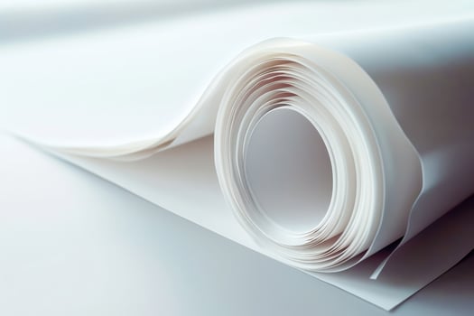 Rolled white paper lying on a smooth surface in a well-lit room photo