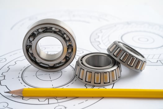 Engineering tools and mechanical industrial with vernier caliper and metal ball bering. photo