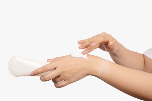 Beautiful female hands isolated on a white background. photo