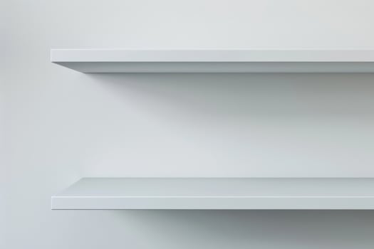 Minimalist white shelves against a plain wall photo