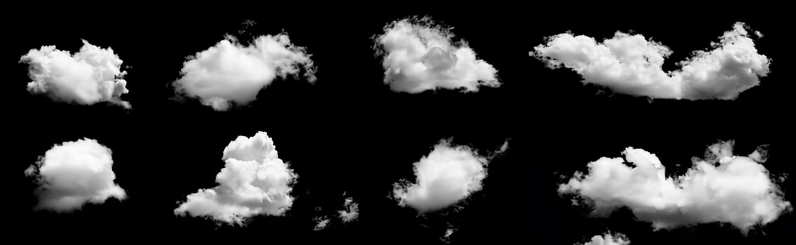 White Clouds or Smog Isolated on Black Background photo