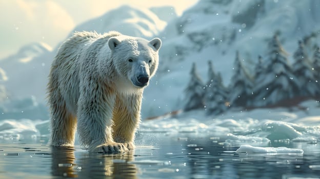 Polar Bear Walking on Ice - 3D Illustration photo