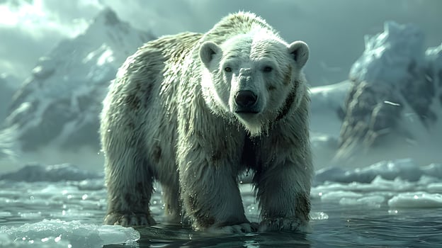 Polar Bear in Snowy Landscape - 3D Render photo