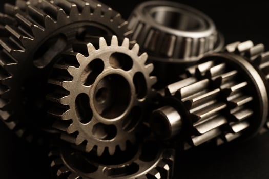Metal gear wheel engine car and bike, mechanic industry concept. photo