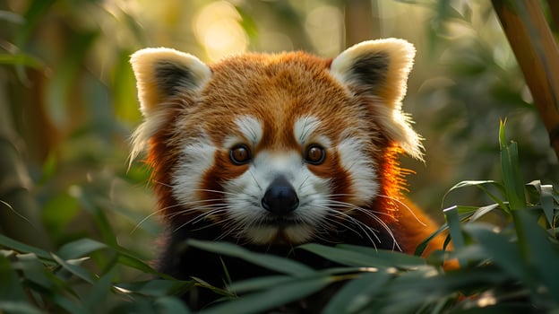 Red Panda Close Up in Lush Green Foliage - Realistic Photo