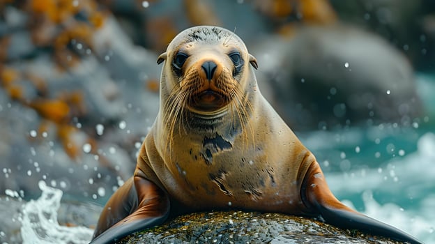 Sea Lion Portrait, Close-Up Photo of a Sea Lion on a Rock