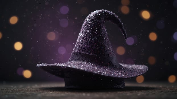 Purple Witch Hat with Sparkling Magic Dust. photo