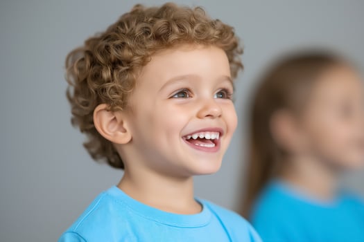 Children gleefully learning proper dental hygiene with enthusiastic expressions photo