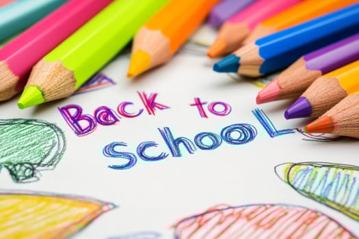 A vibrant array of colorful pencils surrounds a cheerful Back to School message on white paper, marking the exciting beginning of a school year full of creative learning opportunities photo