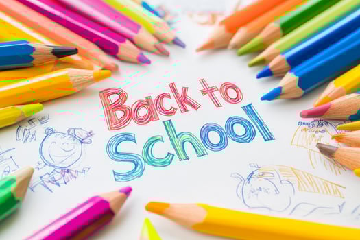 A vibrant array of pencils surrounds a cheerful Back to School message on bright white paper, capturing the excitement of a new school year filled with opportunities for learning and growth photo