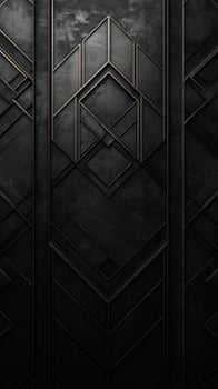 Black Geometric Pattern Wall with Metallic Accents photo
