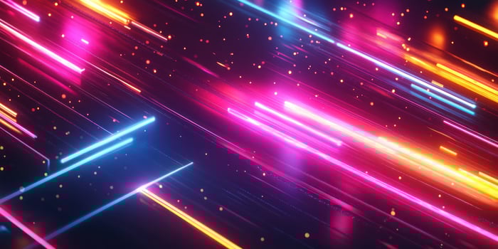 Abstract Neon Light Streaks with Glowing Particles photo