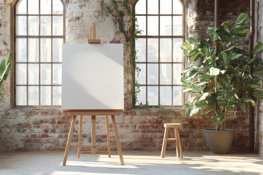 This spacious loft features large windows that let in natural light, complemented by sleek white walls, creating an ideal environment for design presentations and artistic endeavors photo
