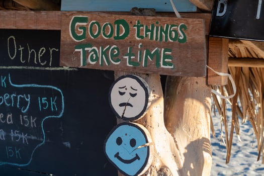 emoticon sign made of wood, decoration for cafe photo