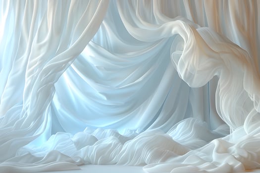 Elegant White and Blue Drapery Scene - Background Design for Event Decoration, Wedding, or Fashion Concept photo