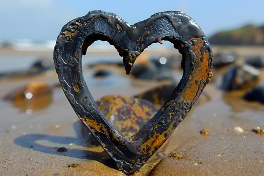 Rustic Heart-Shaped Driftwood on Beach Conceptual Nature Photography for Gift Cards, Posters, Home Decor photo