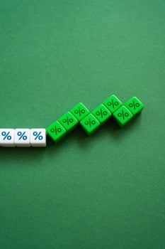Rising interest rates. Economic boom. Increasing of the interest rate on the deposit, high income. Statistical growth. Favorable conditions. and investment climate photo