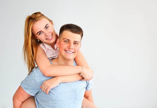 Portrait of the young couple in love photo