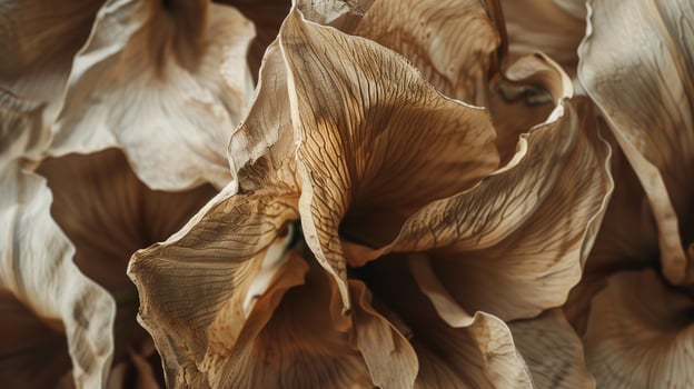 Dried lily flower pattern which has withered or lacks water botanical background photo