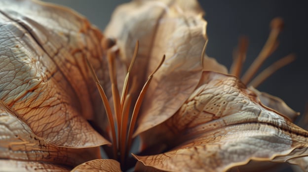 Dried lily flower pattern which has withered or lacks water botanical background photo