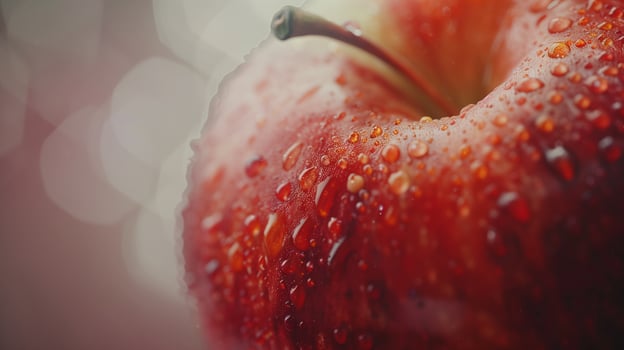 closeup red apple fruit with water drop freshness healthy food photo