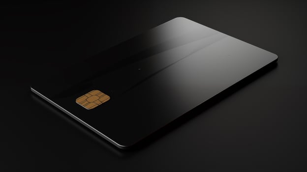 Premium black credit card mockup on smooth dark background. Luxury exclusive bankcard template. Blank plastic card design photorealistic. Elite financial status concept image mock up photo