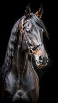 Generated Image black horse portrait photo