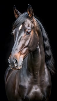 Generated Image black horse portrait photo