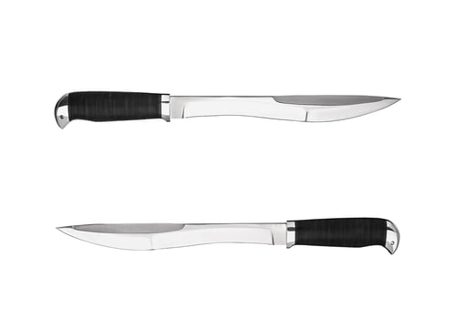 Hunting knife with wooden handle. Isolated on white back. photo