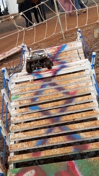 Radio controlled off road car model movement race quickly moving on the road photo