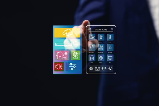 Explore the intuitive smart home interface and icons designed to seamlessly and easily manage all the connected devices in your home or building. photo